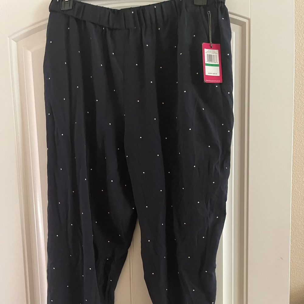 Vince camuto navy polka dot pant